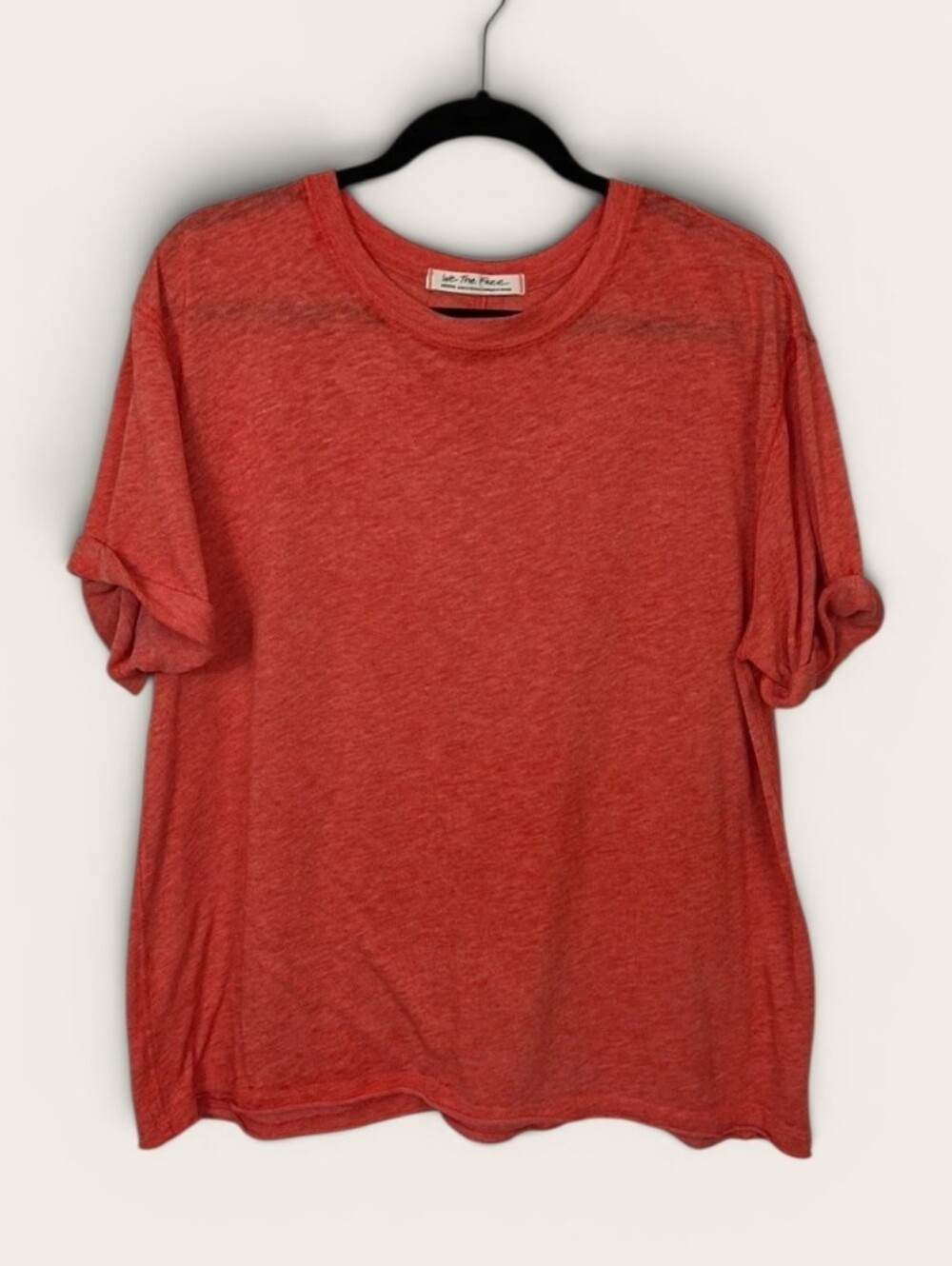 Free People We The Free Relaxed Fit Cassidy Oversized In Poppy Raw Hem Tee M,EUC - Picture 3 of 16